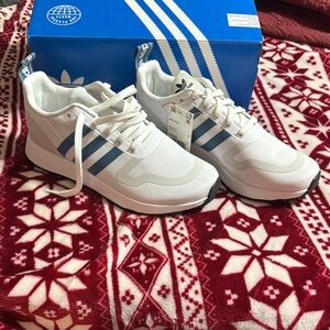 Adidas Kids White and Blue Sneakers